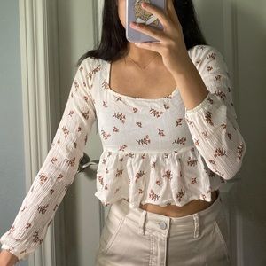 Cropped sky+sparrow long sleeve blouse